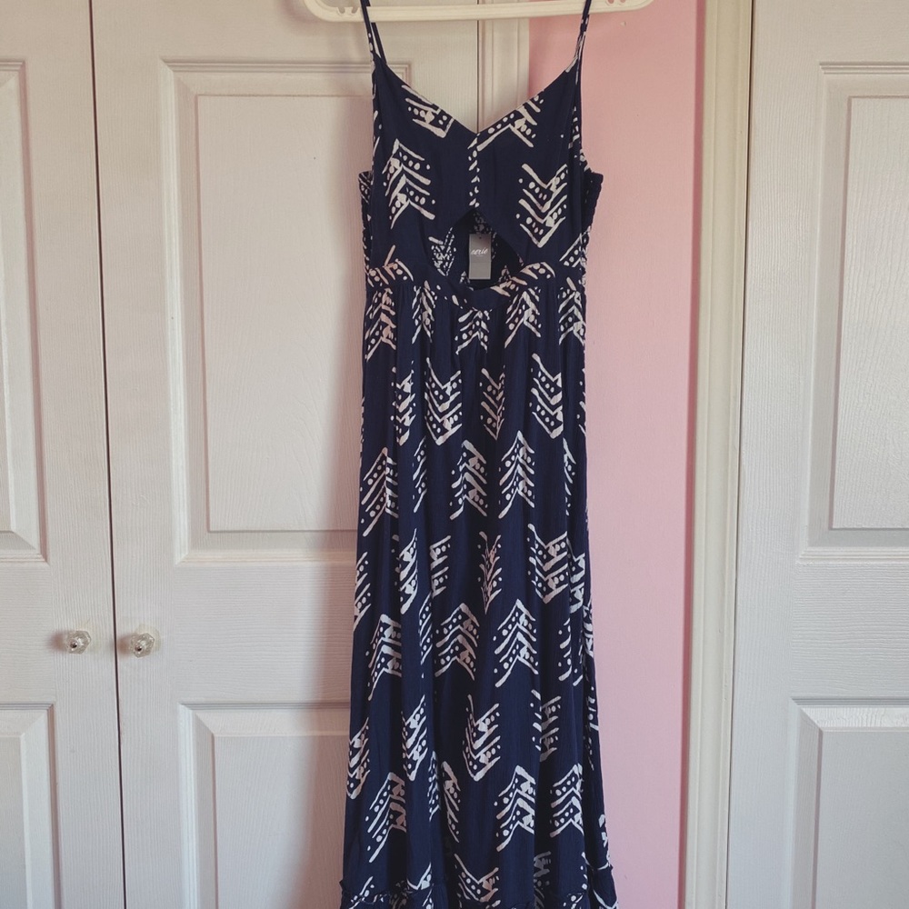 aerie | cutout maxi dress - navy blue ♡